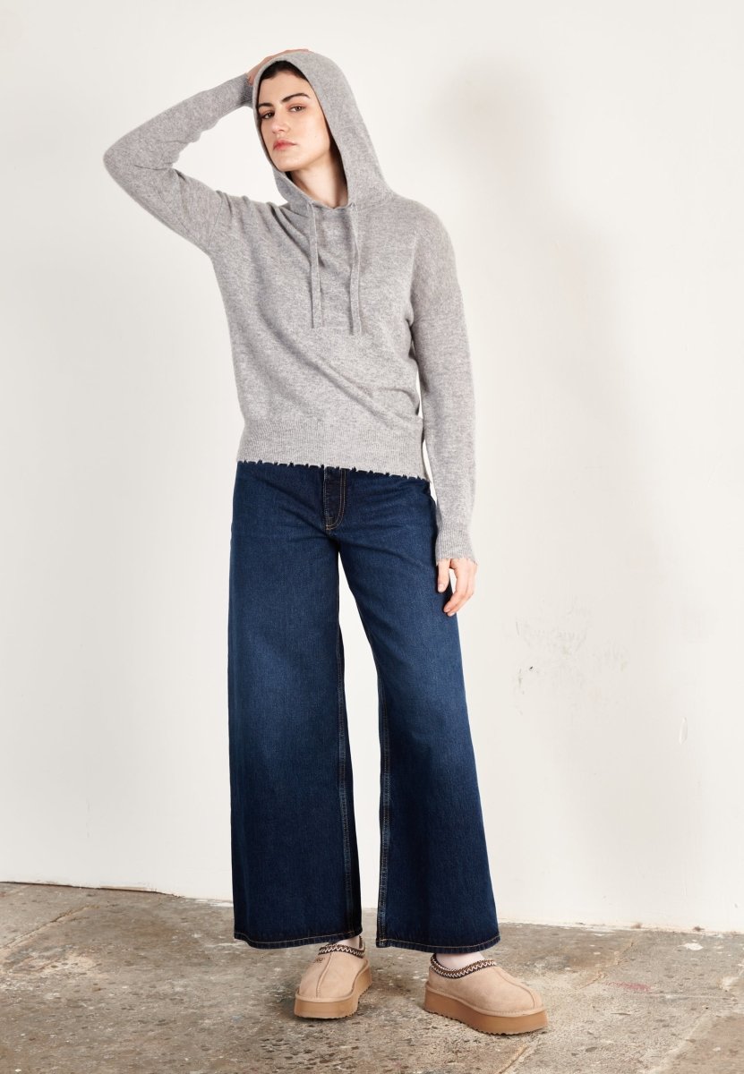 Sweat à capuche cachemire gris clair femme - MIA 16 - Studio cashmere8