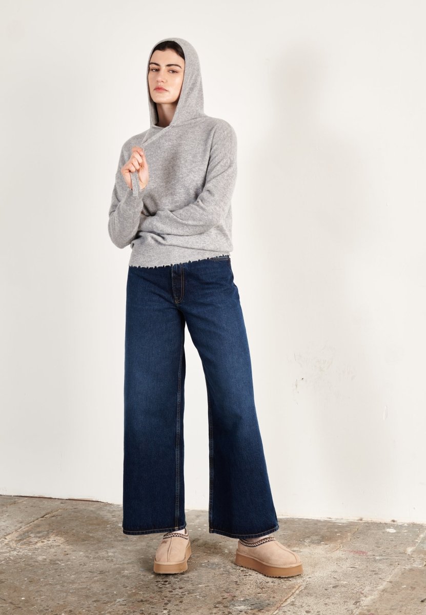 Sweat à capuche cachemire gris clair femme - MIA 16 - Studio cashmere8