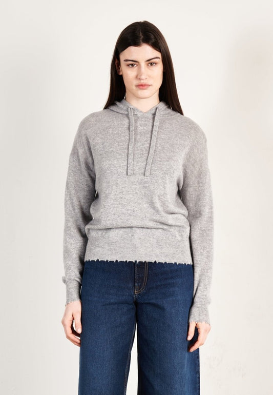 Sweat à capuche cachemire gris clair femme - MIA 16 - Studio cashmere8