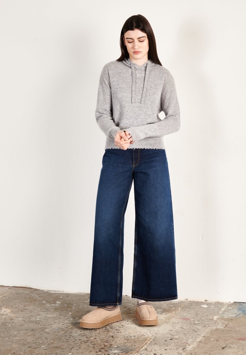 Sweat à capuche cachemire gris clair femme - MIA 16 - Studio cashmere8