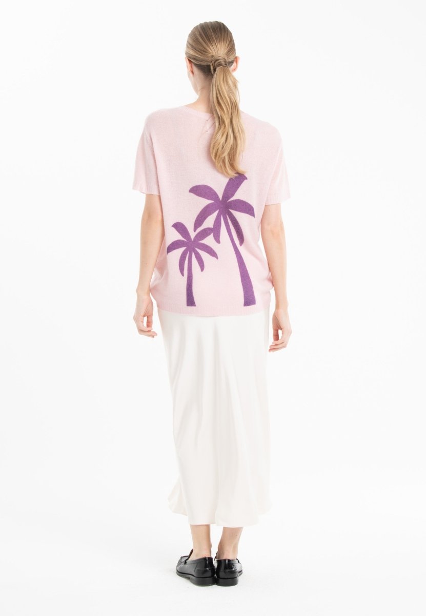 T-shirt col rond cachemire rose baby/imprimé femme - KELLY 14 - Studio cashmere8