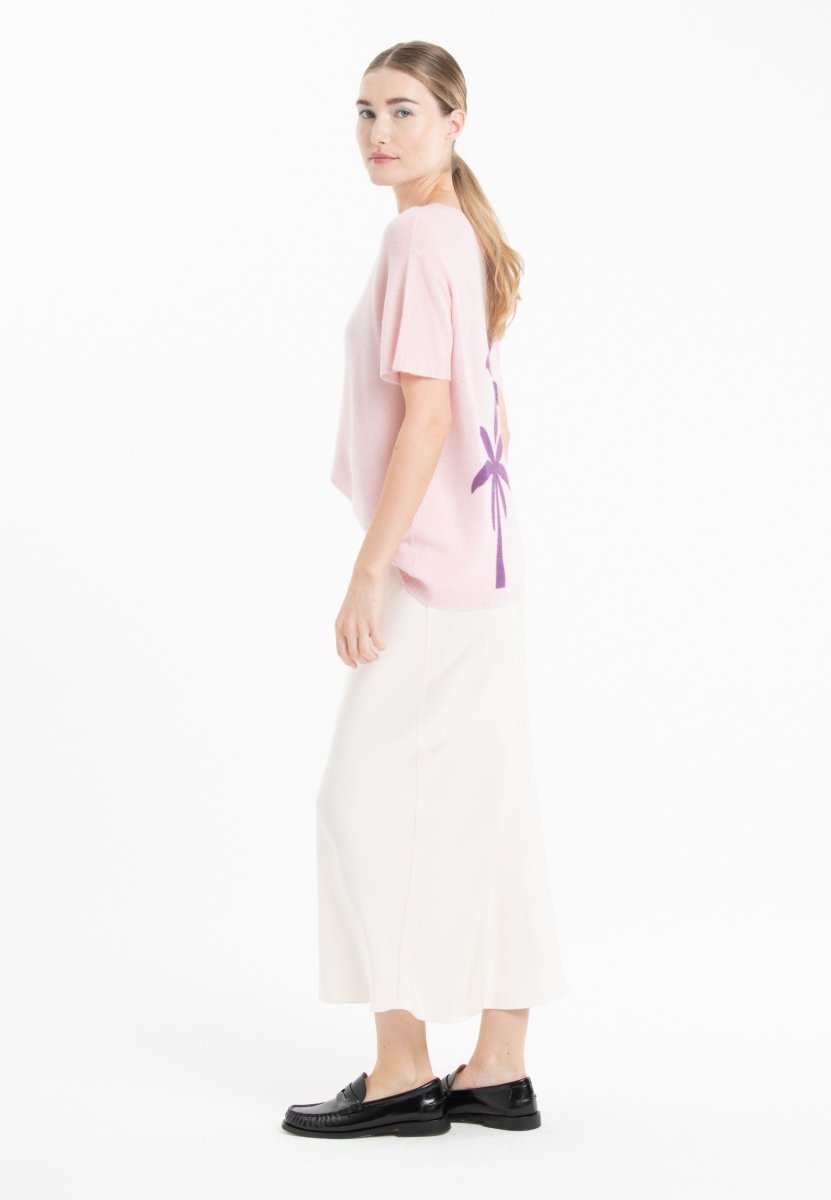 T-shirt col rond cachemire rose baby/imprimé femme - KELLY 14 - Studio cashmere8