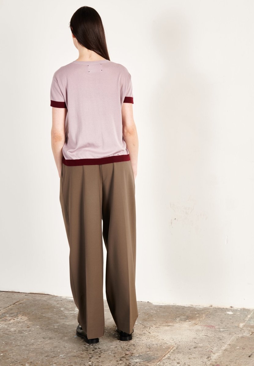 T-shirt col rond ultrafin cachemire et laine violet/rouge bordeaux femme - KELLY 1 - Studio cashmere8