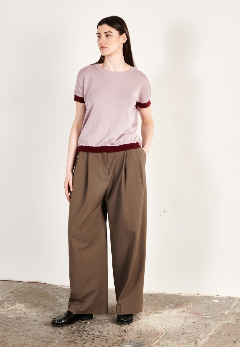T-shirt col rond ultrafin cachemire et laine violet/rouge bordeaux femme - KELLY 1 - Studio cashmere8
