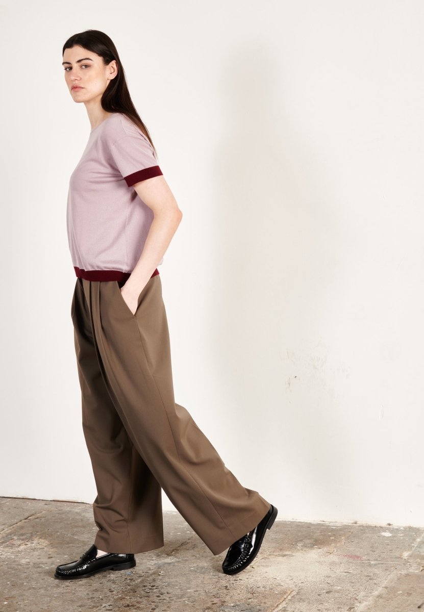 T-shirt col rond ultrafin cachemire et laine violet/rouge bordeaux femme - KELLY 1 - Studio cashmere8