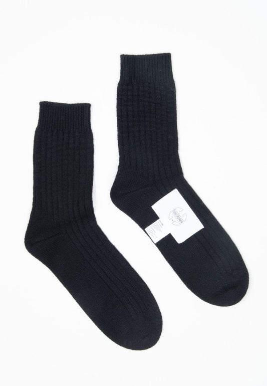 UNI 12 Chausettes en côte traditionnelle 4 fils en cachemire noir - Studio cashmere8