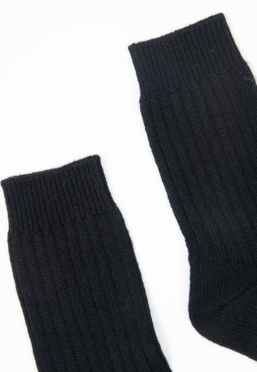 UNI 12 Chausettes en côte traditionnelle 4 fils en cachemire noir - Studio cashmere8