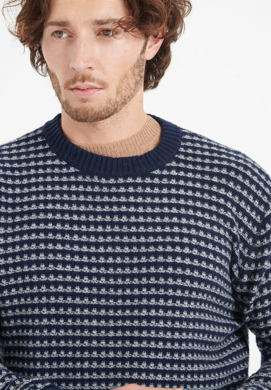 ZACH 3 Pull col rond en cachemire à motif jacquard 4 fils bi couleur - Studio cashmere8