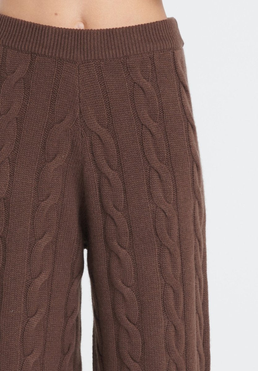 ZAYA 6 Pantalon à maille torsadée en cachemire 6 fils marron - Studio cashmere8