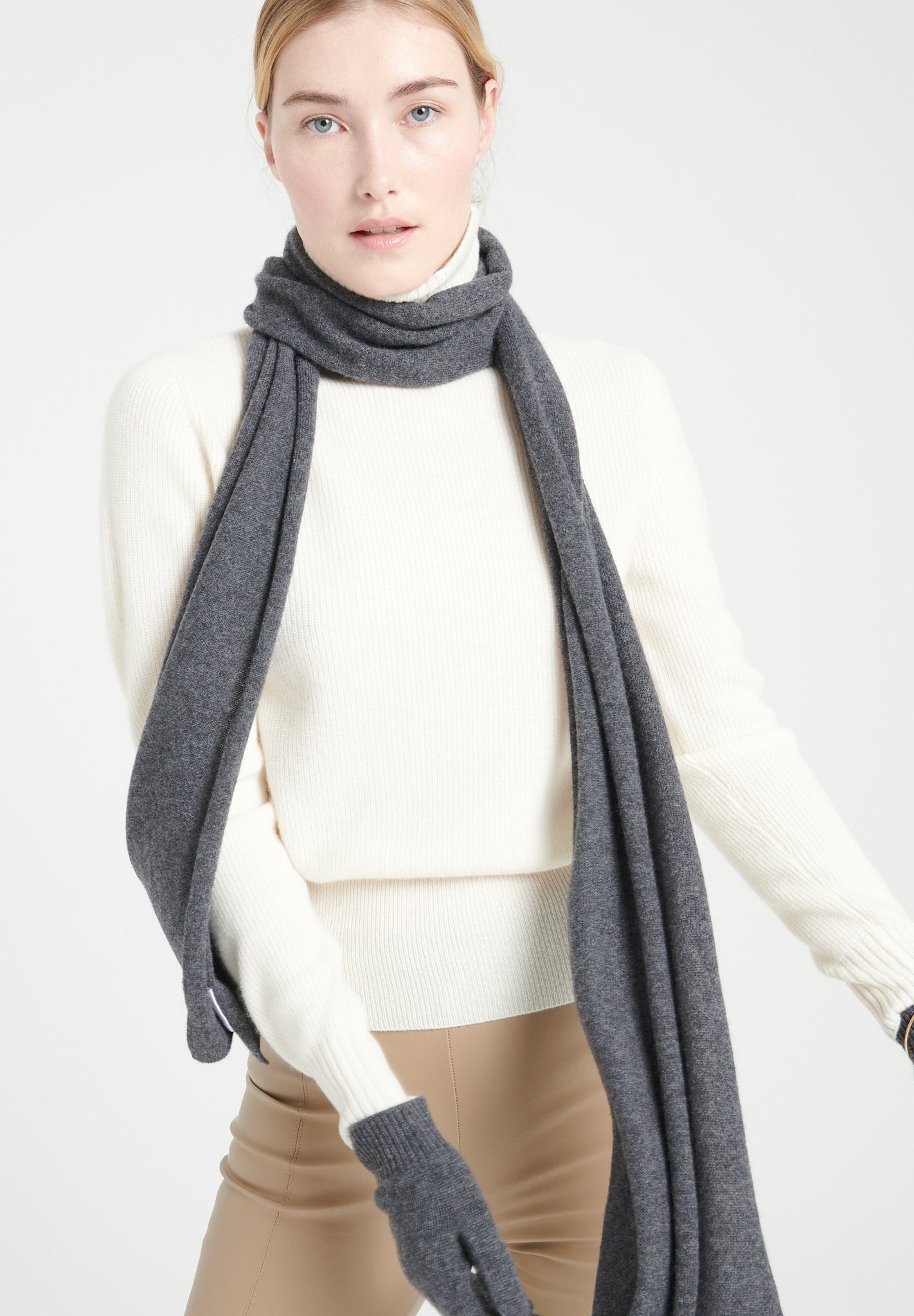 Charcoal gray cashmere scarf