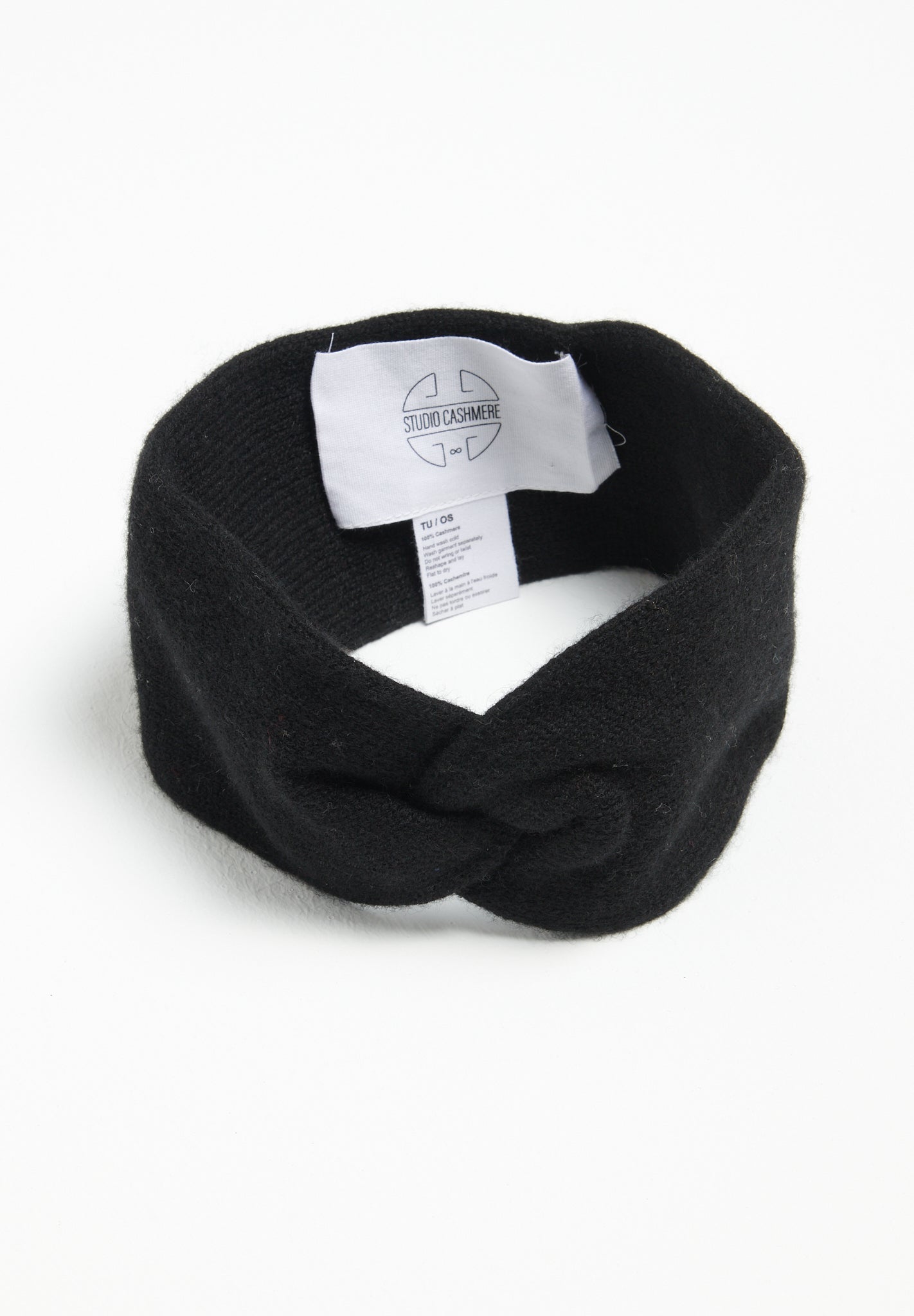 Black 4-thread cashmere headband