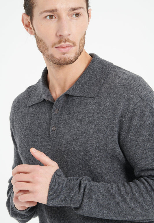 LUKE 5 Polo manches longues gris anthracite